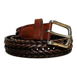 Men's Brown Braided Leather Belt Size 44-46 in
